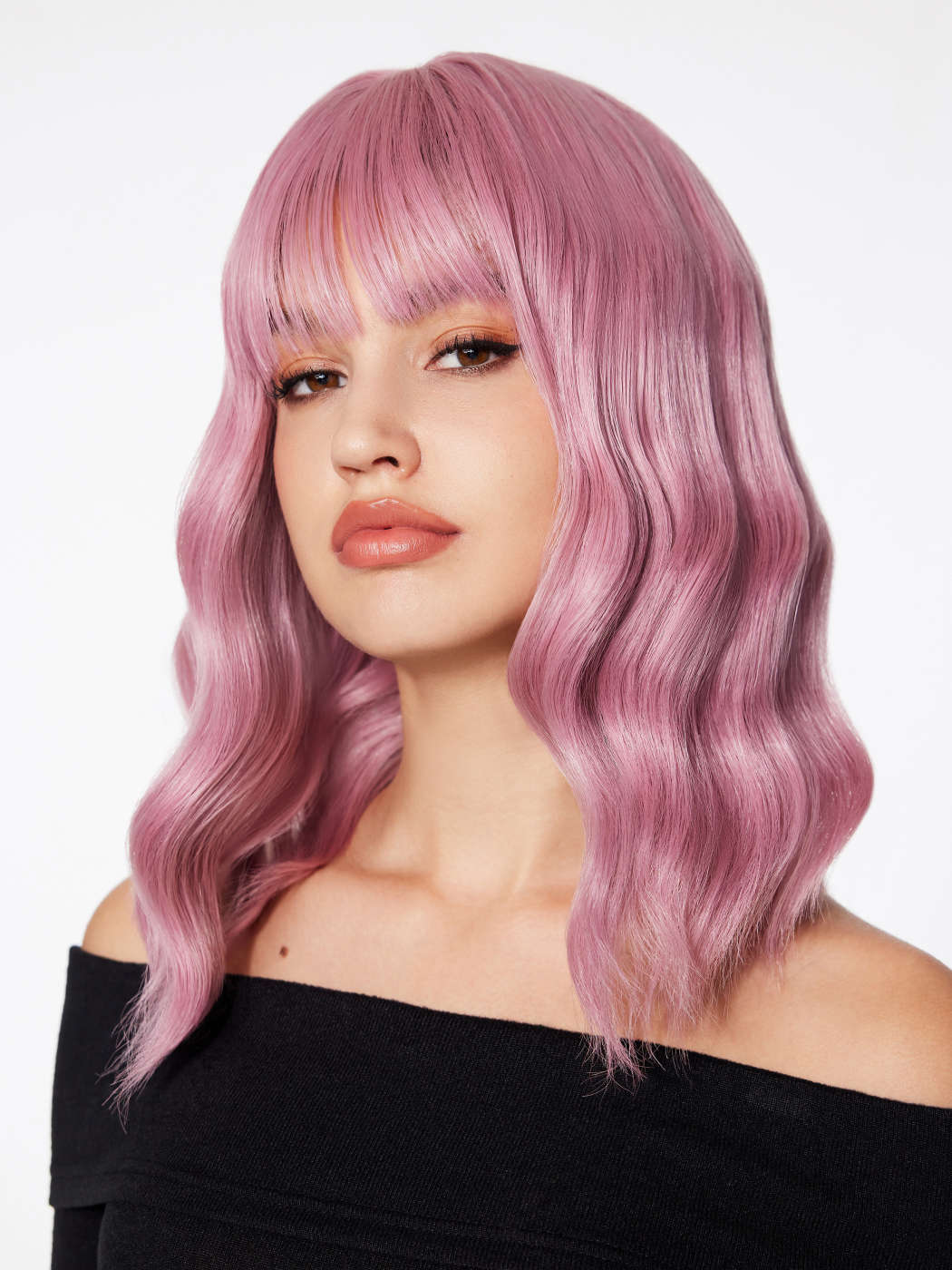 pink bob wig with bangs