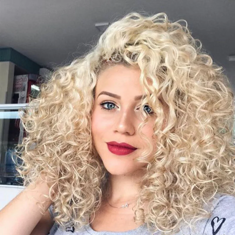 blonde curly wig