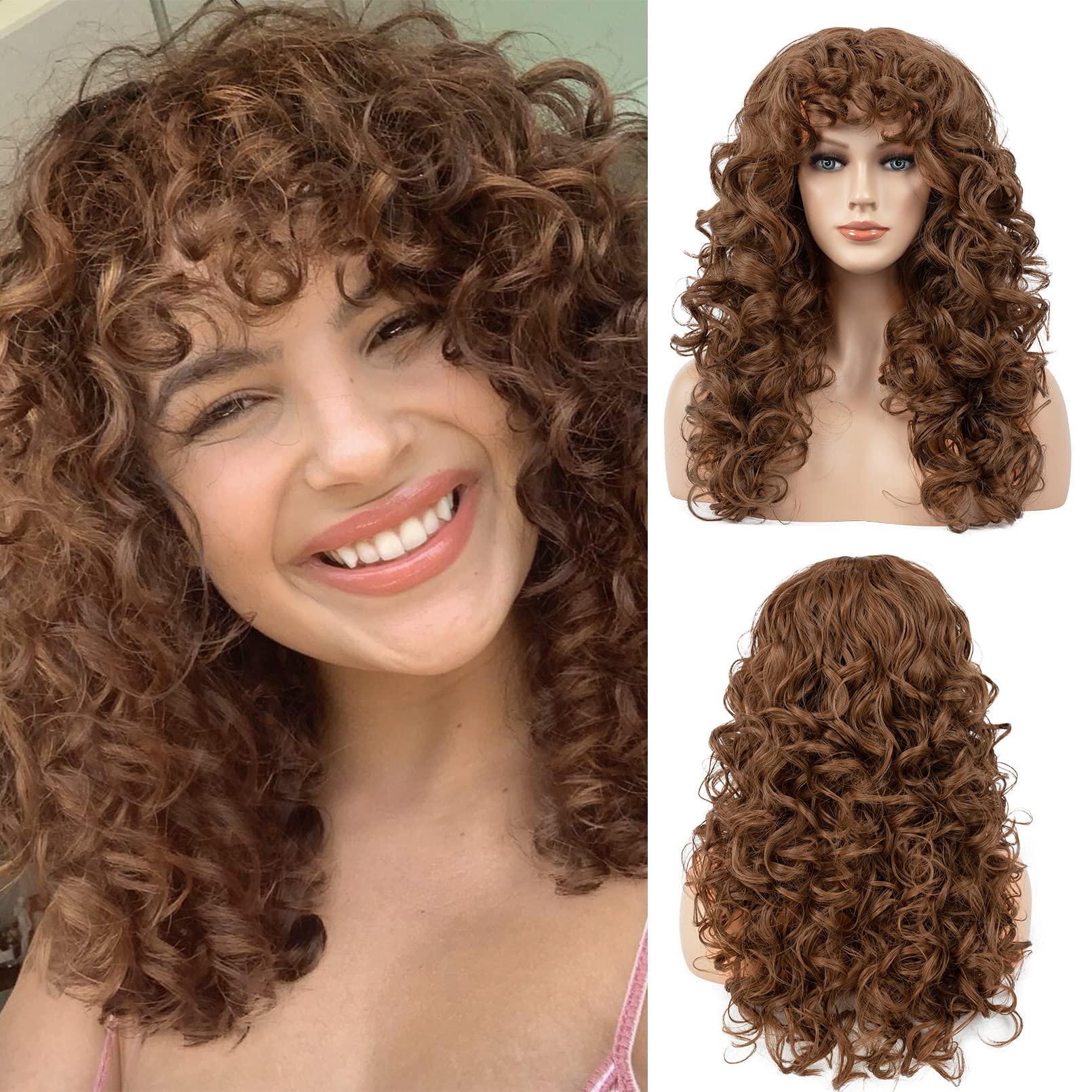  Curly Wig with Bangs