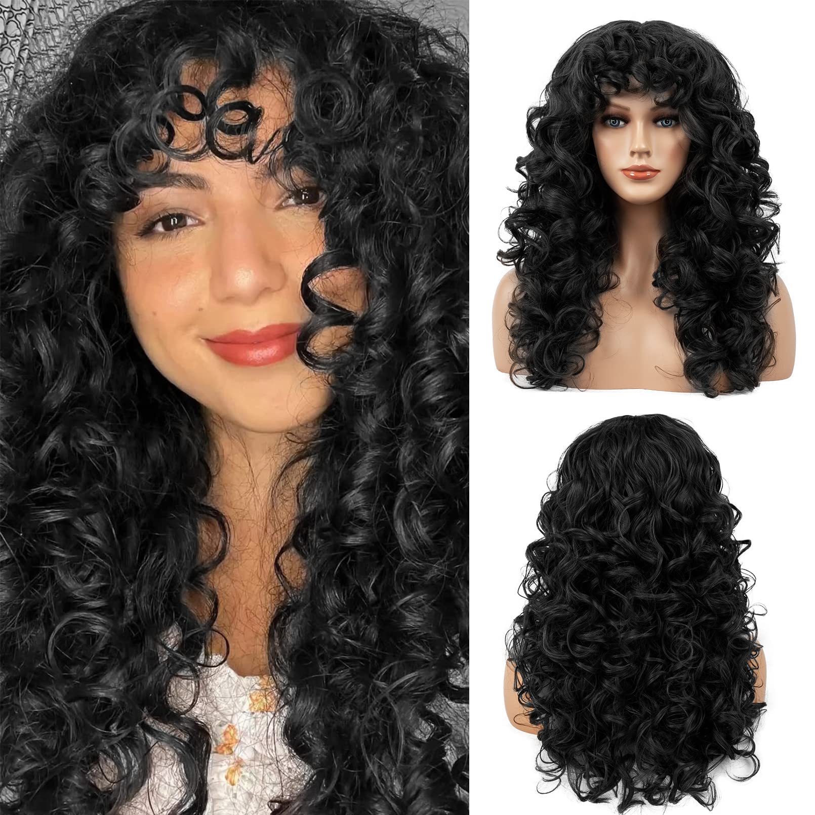  Curly Wig with Bangs