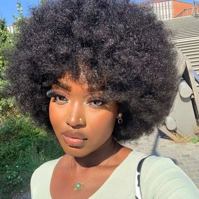 natural short haircut afro woman